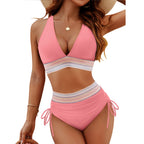 High Waisted Bikini Sets Tummy Control Swimsuits Color Block
