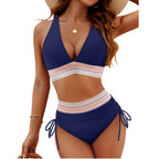 High Waisted Bikini Sets Tummy Control Swimsuits Color Block